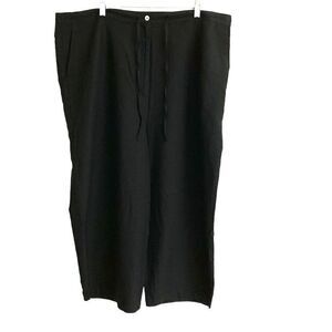Linden Hill cropped black 100% silk drawstring wide leg pants XXL